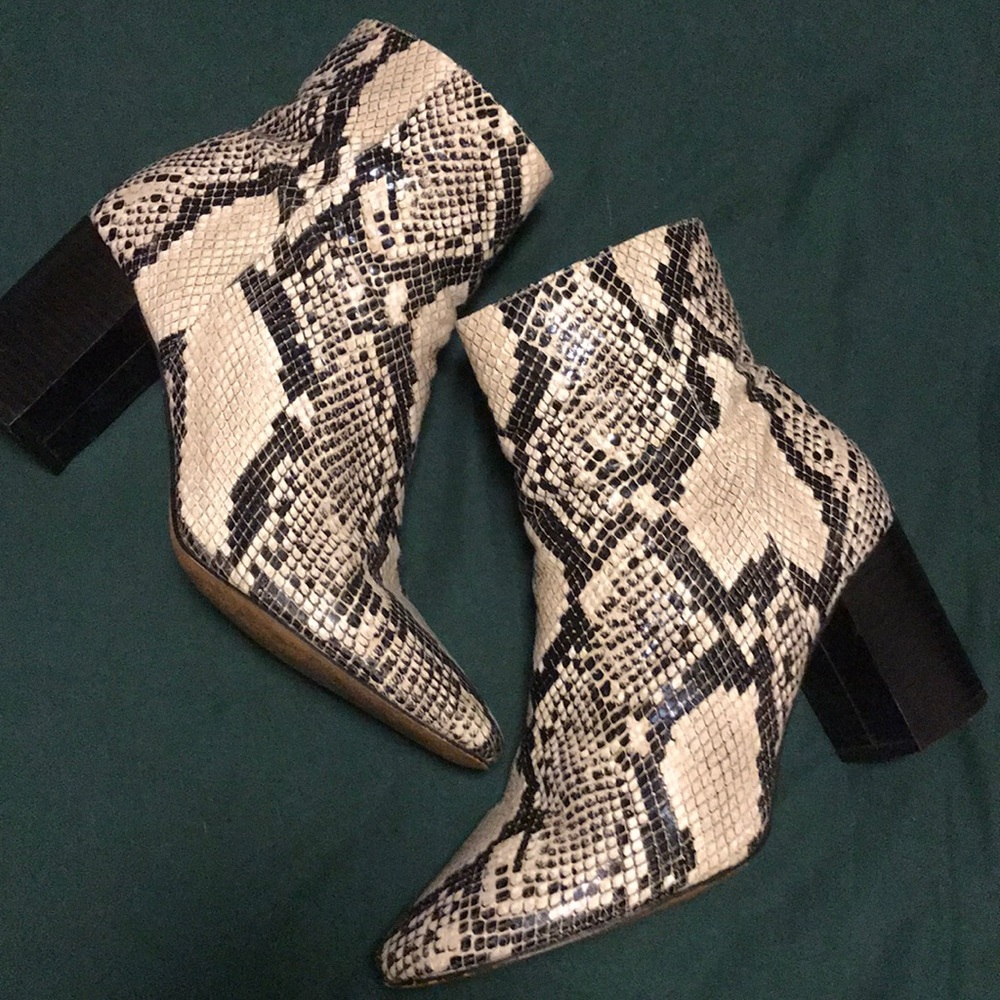 Snake skin ankle booties